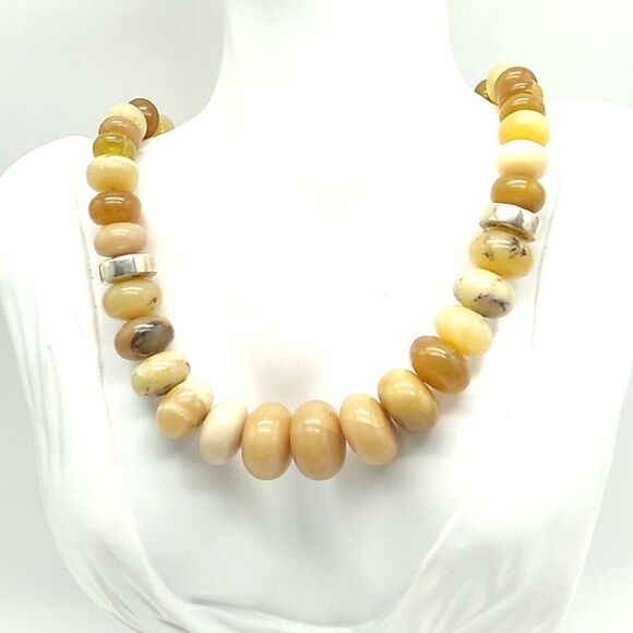 Jay King DTR 925 Necklace Sterling Graduated Yellow Jasper Rondelle Beads - Picture 9 of 16